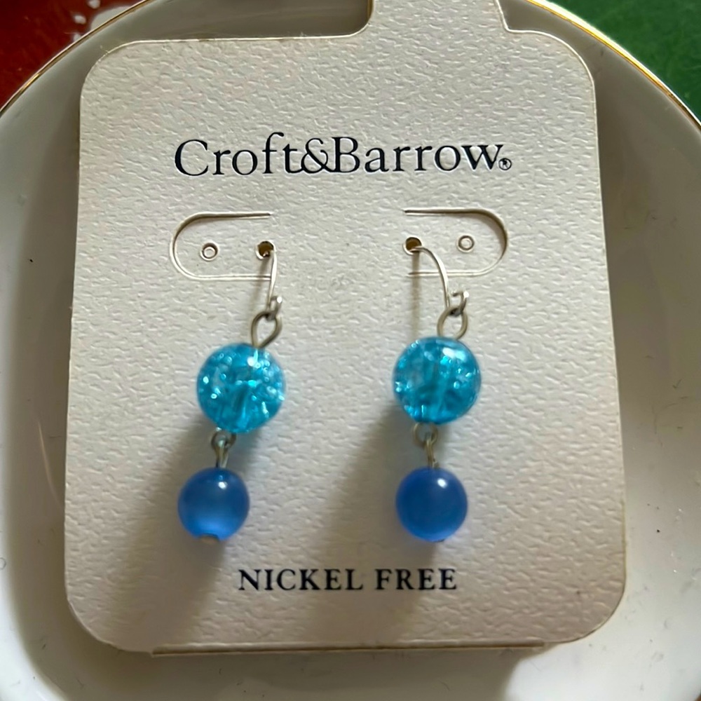 Croft & Borrow Blue Gem Earrings NWT